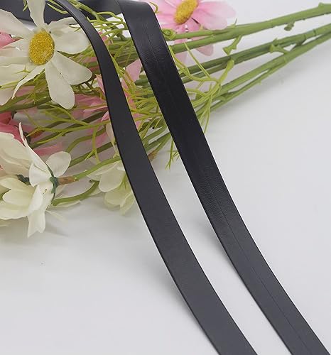 Miniatura 3 de Cinta de piel sintética plegable de 5 yardas para decoración del hogar, 0.591 in (58 pulgadas) (negro)