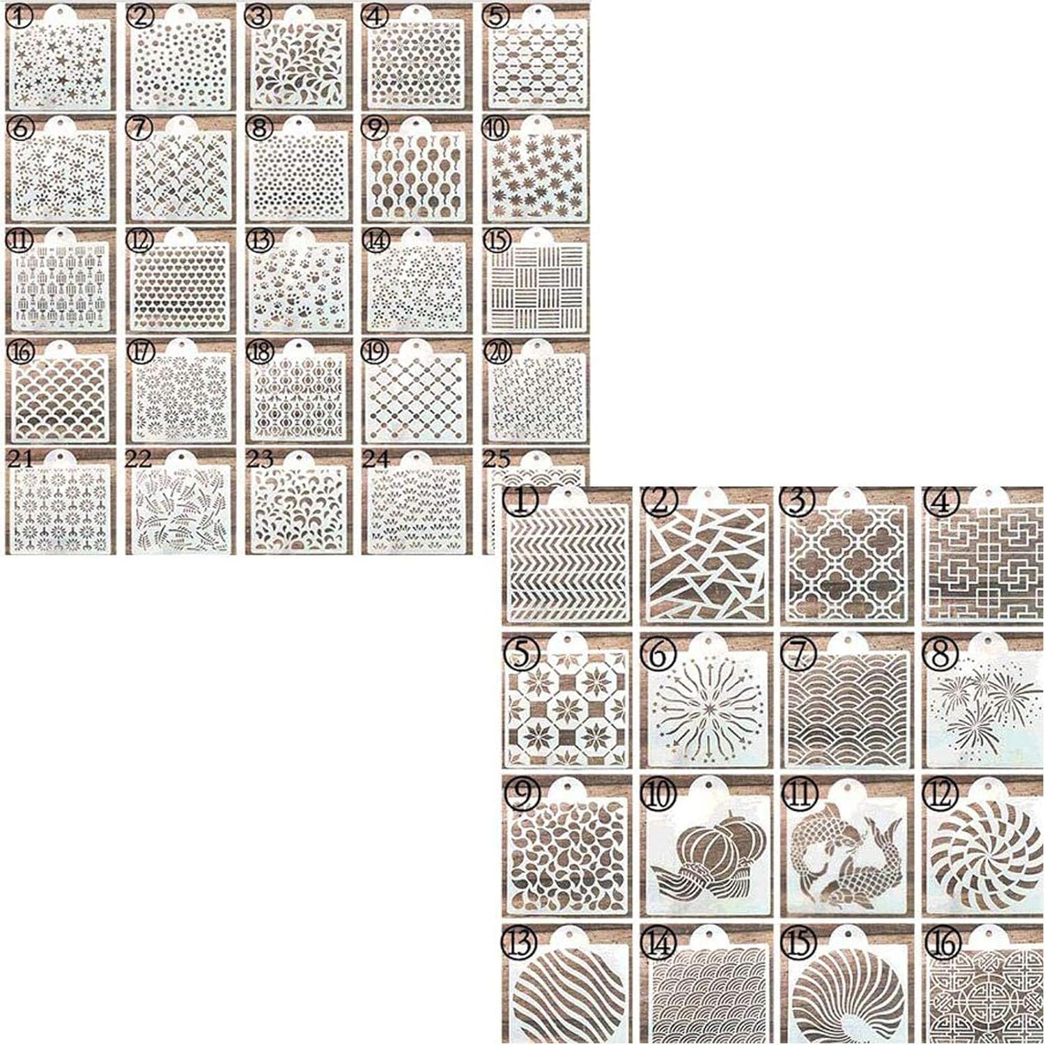 57 Pieces Cookie Stencil Set, Uspacific Cookie Stencil Cakes Baking Templates Floral Leaf Cake Stencil for Cookie Cupcake Fondant Scrapbooks Crafts Decor