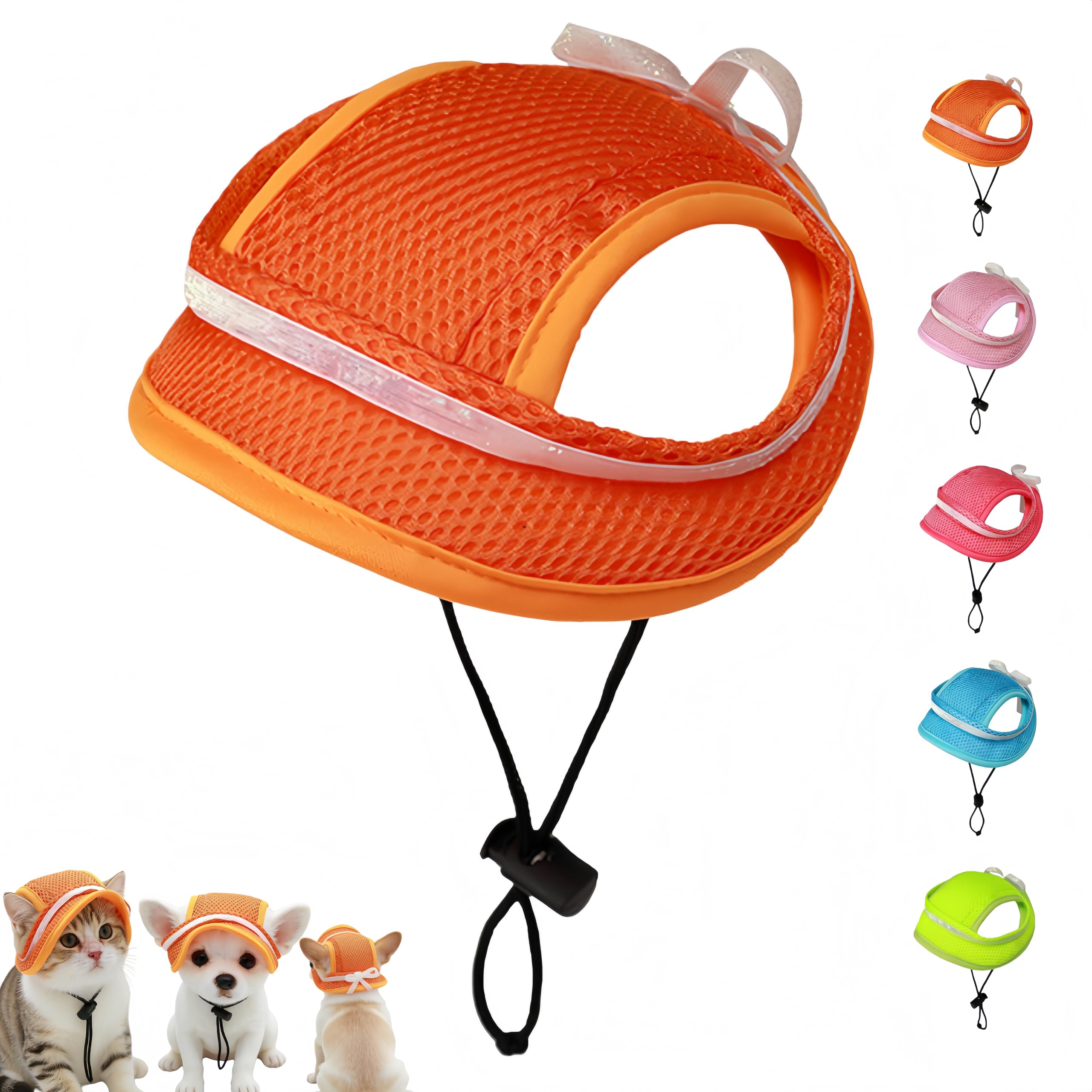 Chapeau de soleil pour chiens anti-UV orange S casquette maille respirante