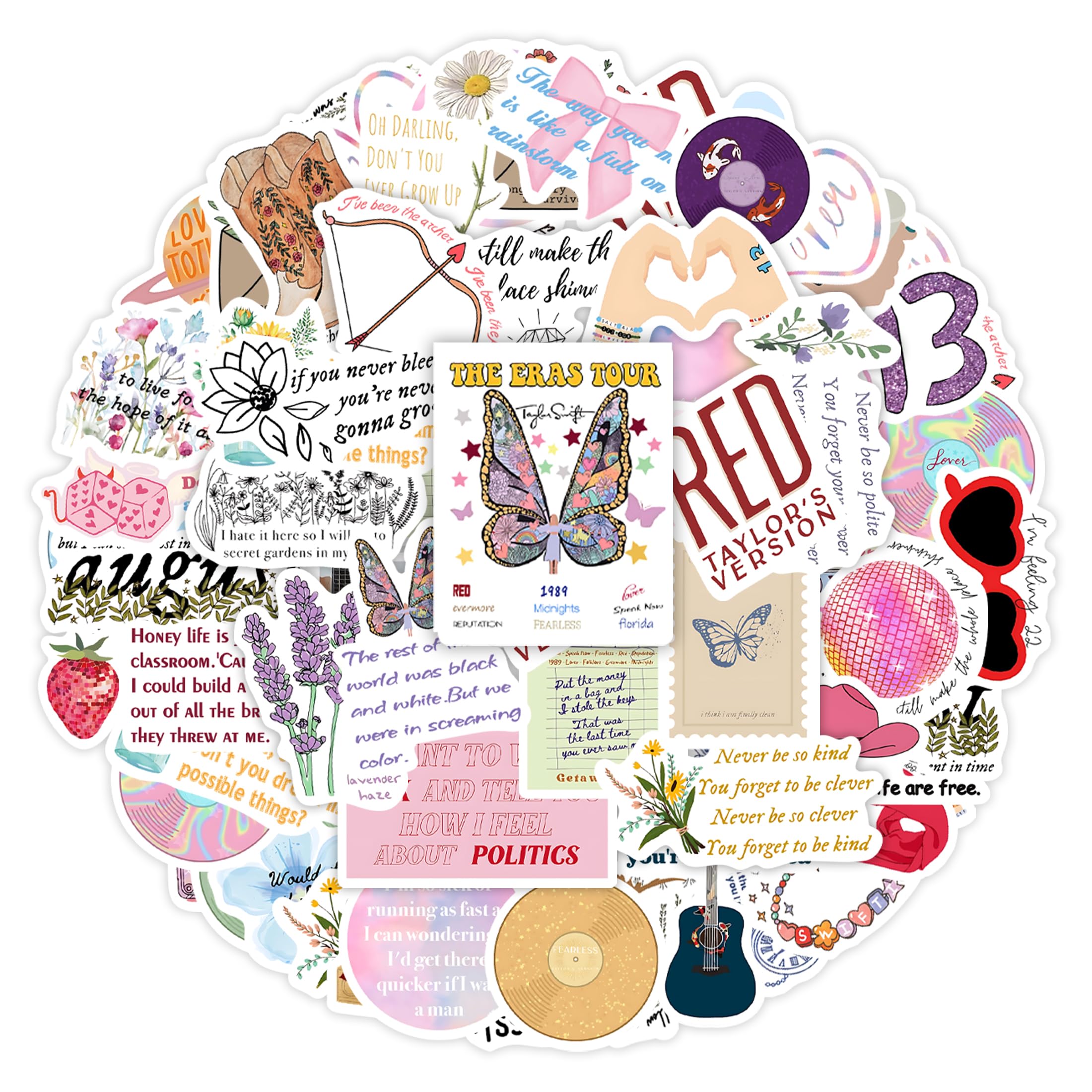 50 Pcs Pop Singer Music Stickers for Adults, Country Folk Water Bottle Laptop Decals, Waterproof Vinyl Teens Fans Music Lovers Guitar Phone Skateboard