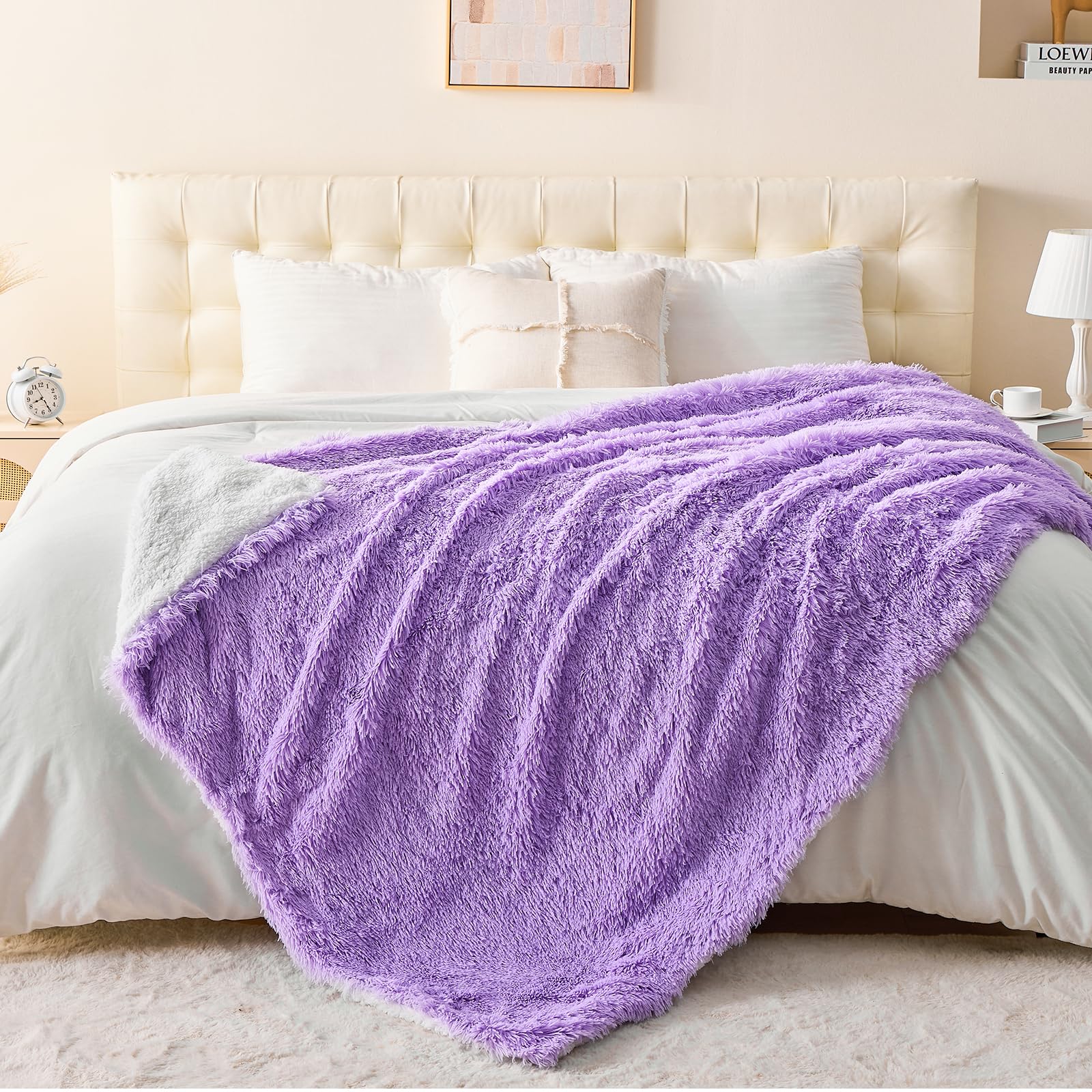 EMME Faux Fur Blanket, 220 x 240cm, Fluffy Bed Throw Fleece Blanket, Super Soft, Thick and Elegant - Image 3