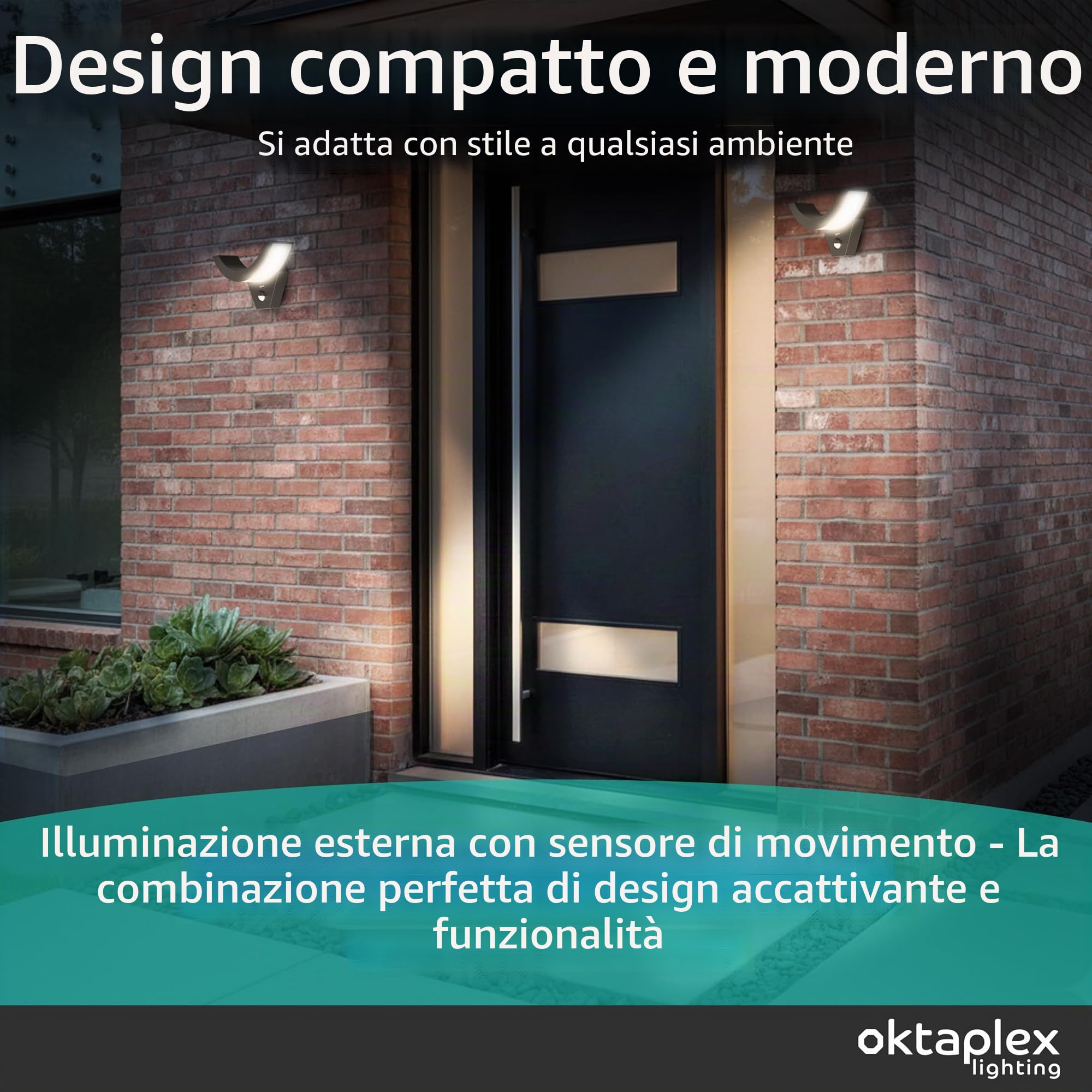 Oktaplex Lima lampada da esterno a parete con sensore LED 10 W antracite
