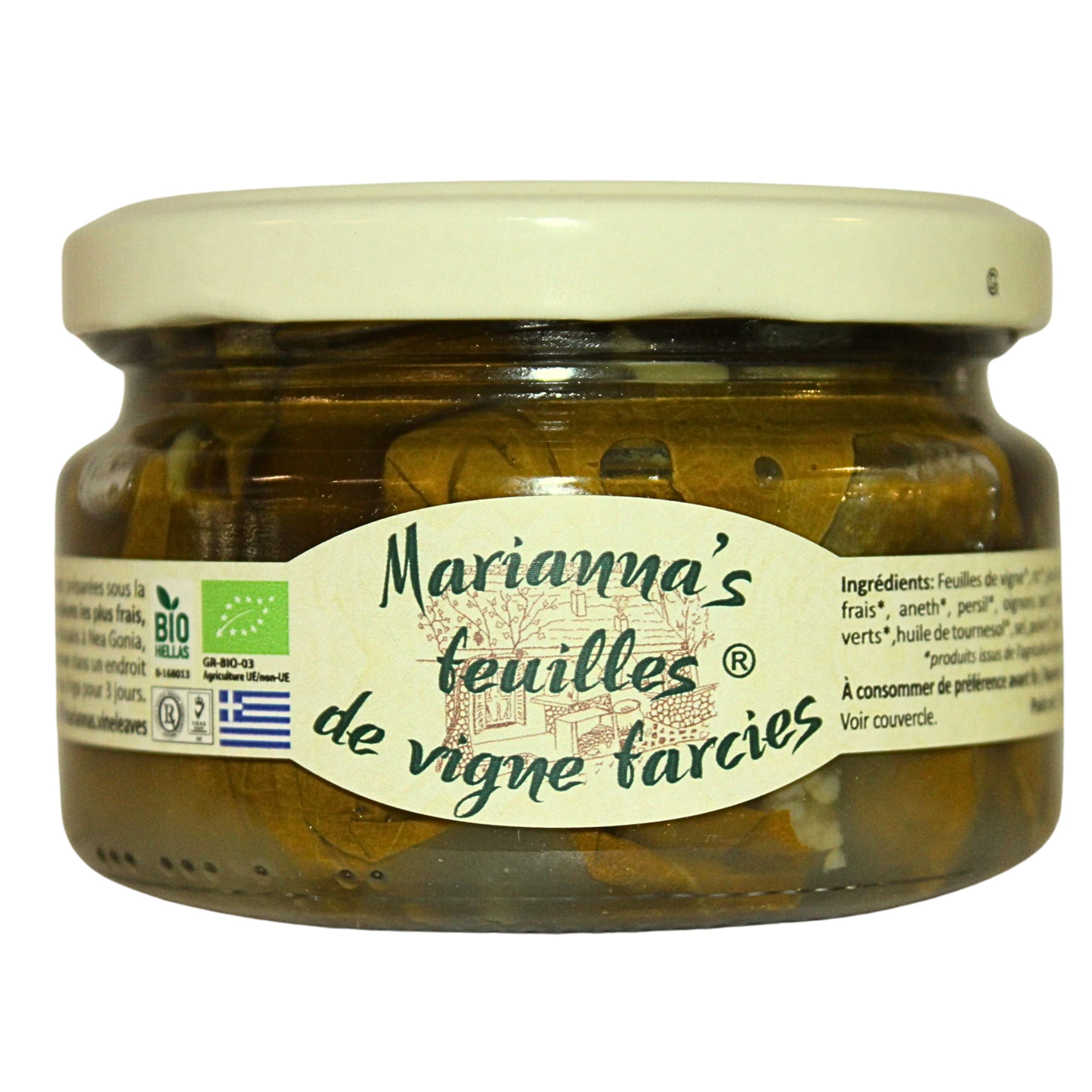 Marianna's Bio Griechische Gefüllte Weinblätter mit Reis – Dolmadakia – 3er Pack x 200g (Gesamt: 600g) – Servierfertig