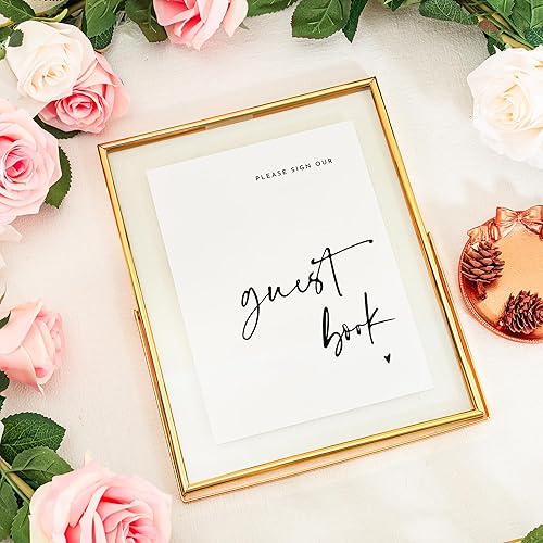 Miniatura 6 de Calculs Portarretratos de cristal transparente dorado de 8 x 10 pulgadas, soporte de menú para mesa de boda, fiesta