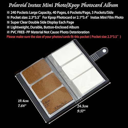 Miniatura 2 de Kpop - Álbum para tarjetas de fotos, 240 bolsillos, soporte para tarjetas de nombres de negocios, mini álbum de fotos, carpeta para tarjetas de