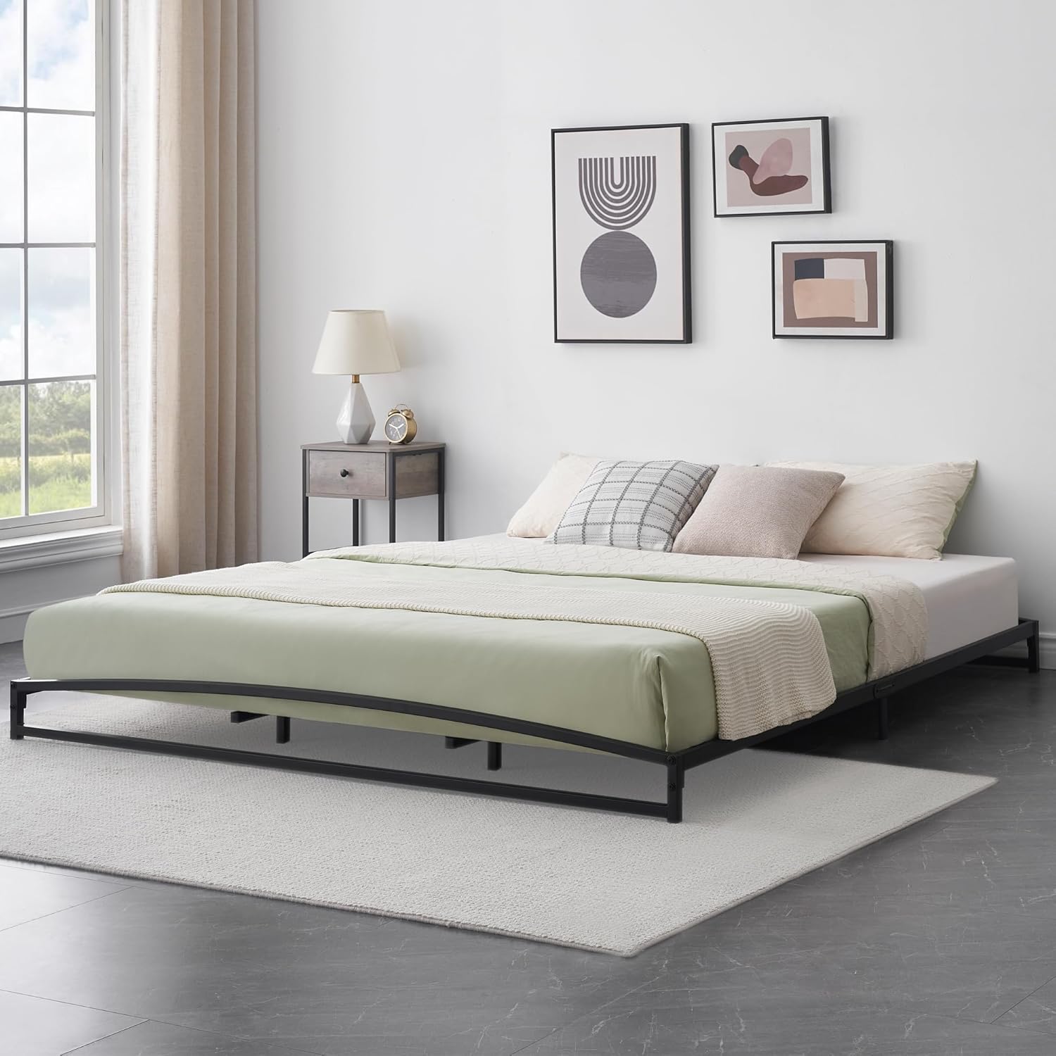 GAOMON 6 Inch Metal Platform King Size Bed Frame, Low Profile Bed Frame King with Sturdy Steel Slats Support, Mattress Foundation, No Box Spring Needed, Easy Assembly, Black