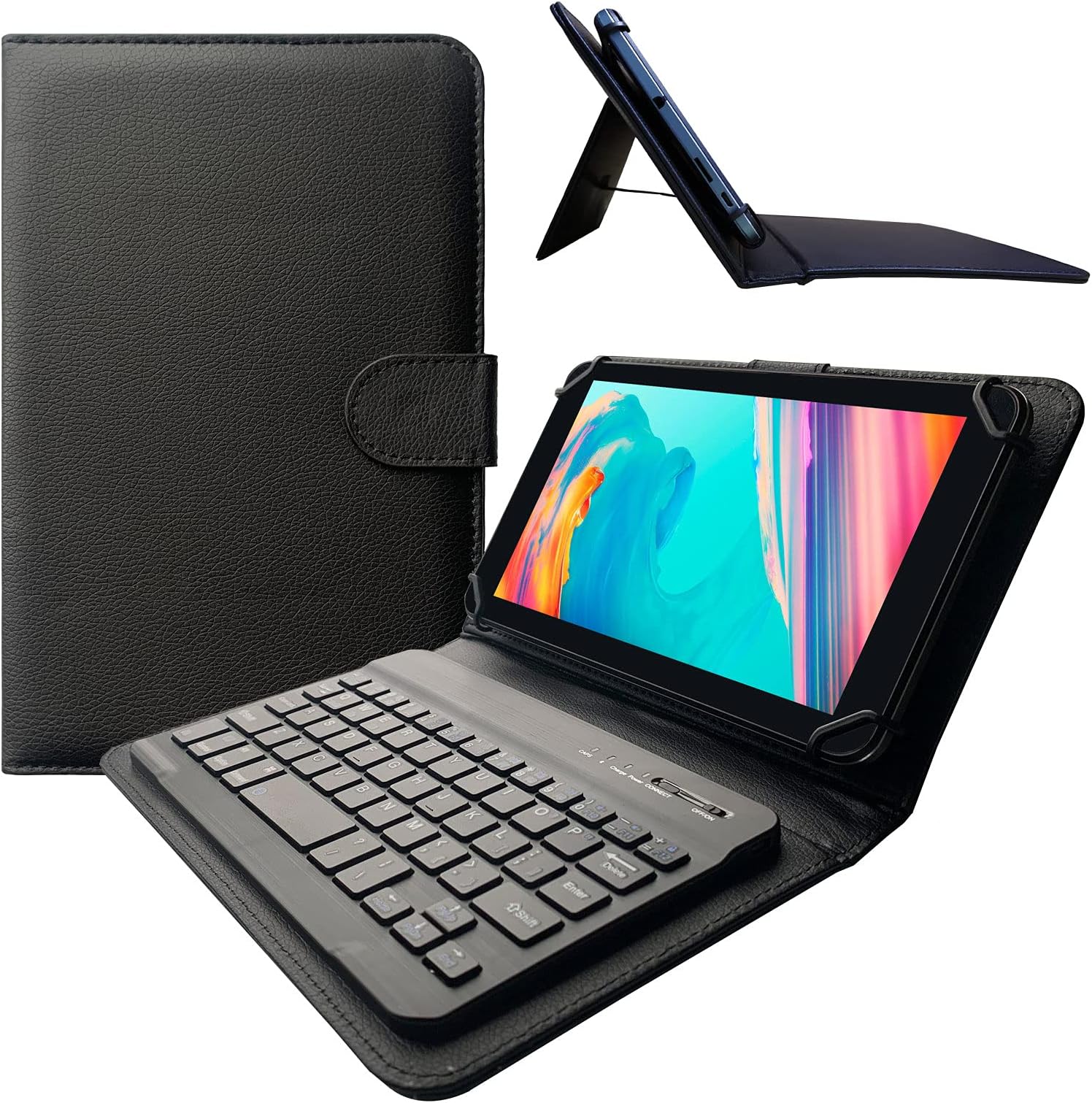 Transwon 8 Inch Keyboard Case for Alcatel Joy Tab 2, Alcatel Joy Tab 2 Case with Keyboard, Alcatel Joy 8 Inch Tablet Keyboard Case - Black