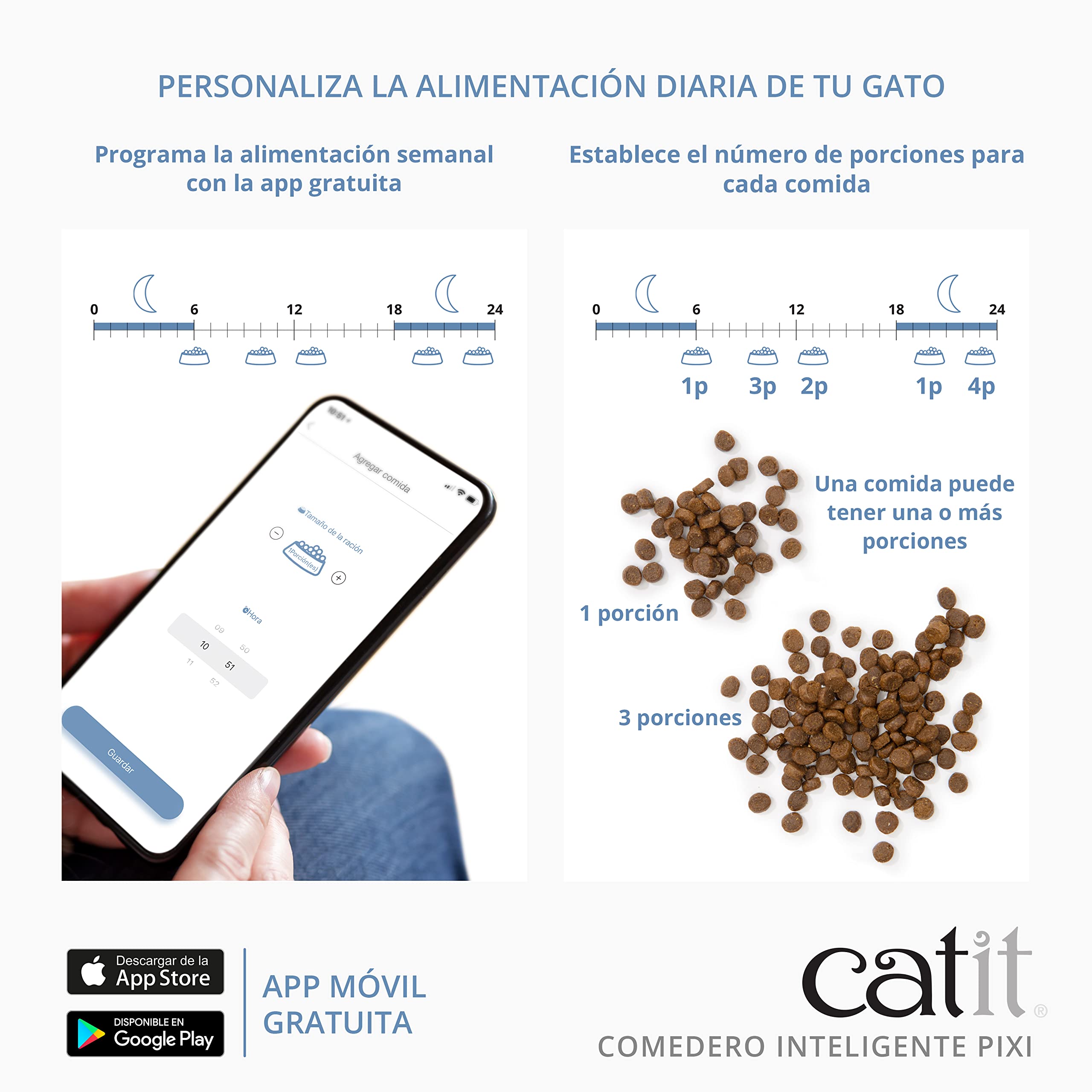 Catit PIXI Comedero Inteligente para gatos - capacidad del depósito de 1.2 Kg