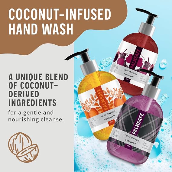 Palm Safe Scottish Mist 300ml Luxury Hand Wash Soothing Hand Cleanser Hydrates Sensitive or Irritated Skin 300ml Pump Bottle with Natural Bioactives to Nourish and Moisturise Vegan-friendly