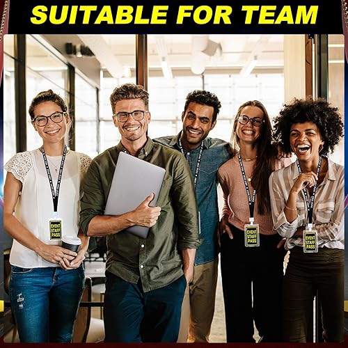 Miniatura 5 de 36 juegos de cordón para pase de personal para eventos con tarjeta de pase y portatarjetas de plástico transparente, cordón negro para eventos entre