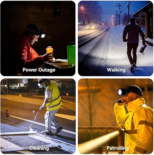 Miniatura 7 de Linterna frontal LED de trabajo para senderismo, linterna impermeable, ángulo de 90, ajustable, recargable, para buceo, correr, acampar, pescar