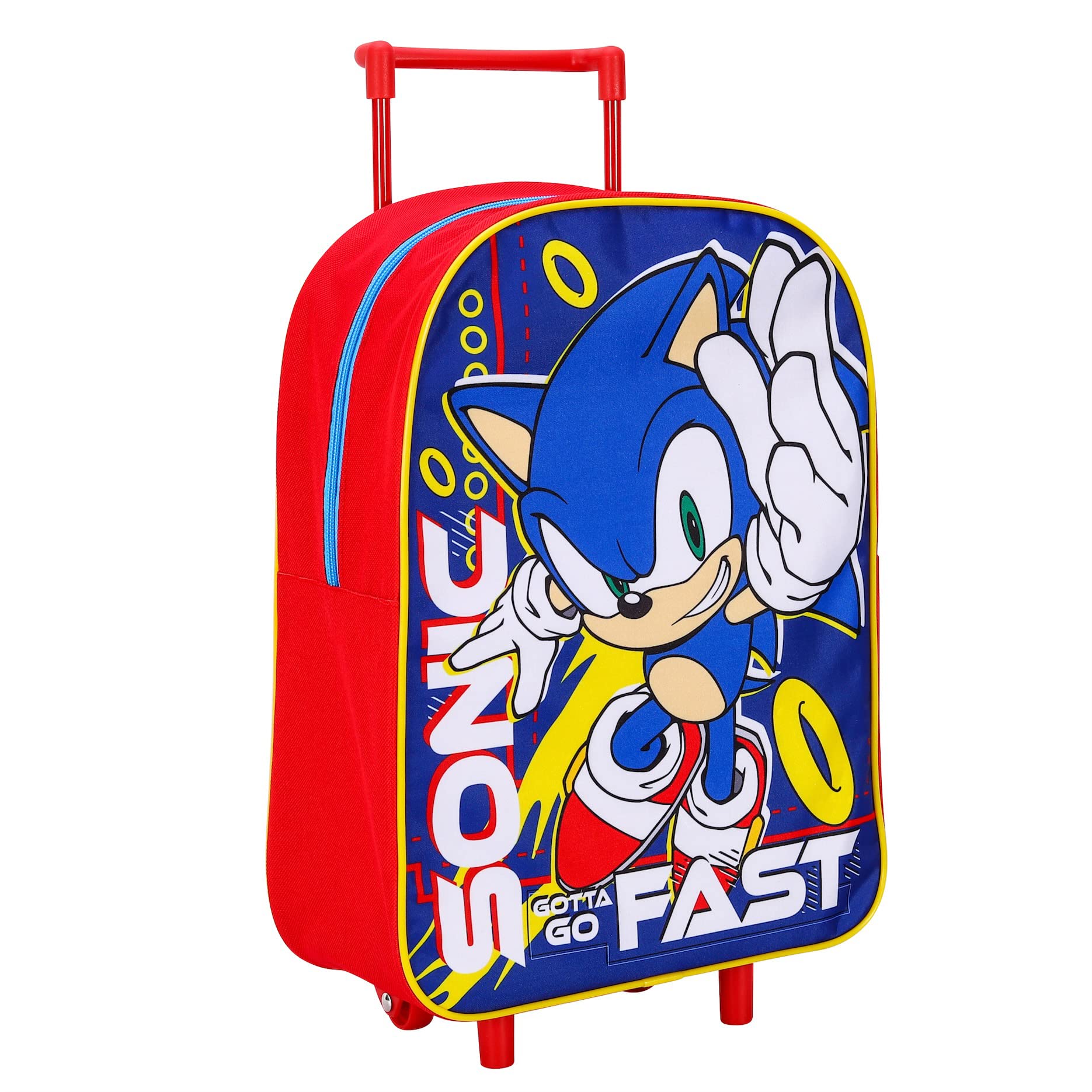 Kids Standard Folding Trolley Hand Luggage Bag Backpack for School Travel Holidays (Sonic)