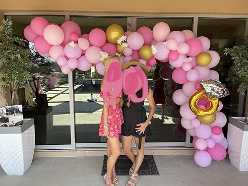 Miniatura 5 de Kit de guirnalda de arco de globos rojos y rosados, globo rosa macarrón, globo rosa y dorado metálico, 135 piezas para cumpleaños de princesa,