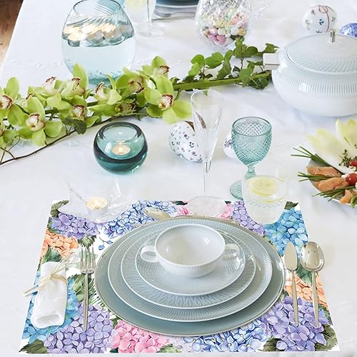 Miniatura 7 de Manteles individuales desechables de papel, paquete de 50 manteles individuales de hortensias de 16 x 11 pulgadas, manteles individuales florales