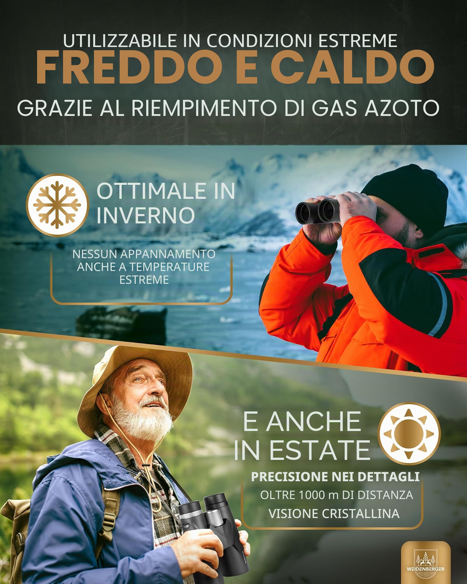 Binocolo 12 x 42, [Vincitore del test] binocolo in magnesio con riempimento nitrogeno e impermeabile, per adulti, Prisma HD BAK4 + obiettivo FMC, adatto anche per portatori di occhiali