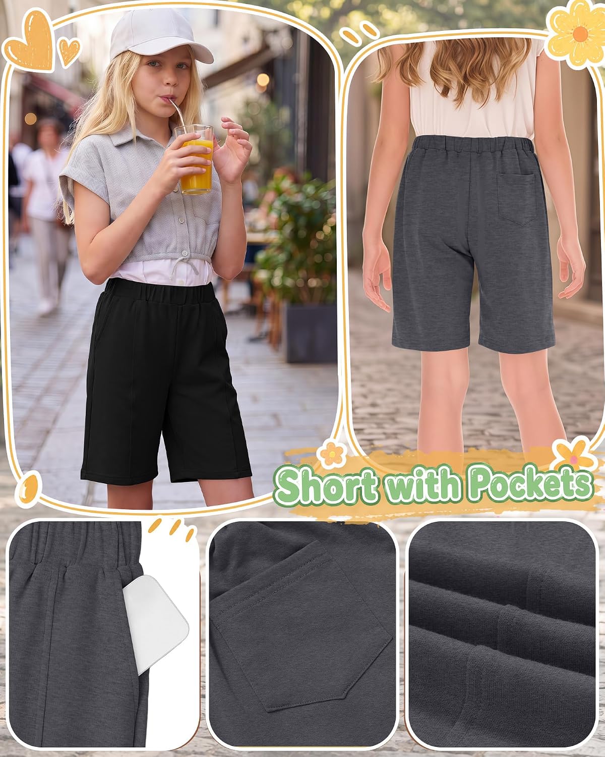3 Pack Girls Shorts Bermuda Shorts