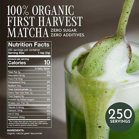 Encha Matcha - Latte Grade Matcha Powder - Unsweetened, First Harvest, Organic Green Tea Powder From Uji, Japan (500g / 1lb) Premium for Latte, Smoothie - Caffeine, L-Theanine