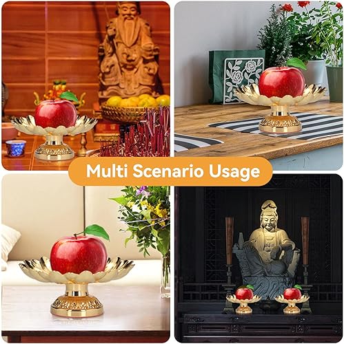 Miniatura 7 de Frutero con pies, plato budista de 7 pulgadas, cuenco de loto para ofrenda, soporte para centro de mesa, plato decorativo, bandeja de frutas para