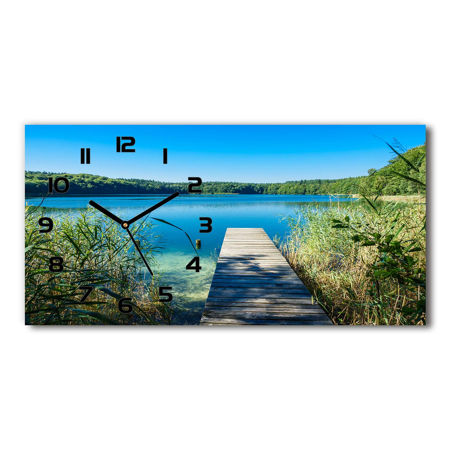 Horloge en verre 60x30 cm Tulup jetée au bord du lac pour salon moderne