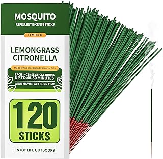 Mosquito Repellent Incense Sticks 120 Pieces per Box - Citronella Incense Sticks or Outdoor Patio/Citronella Oil/Lemongrass and Rosemary Oil/Made with Natural Based Essential