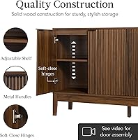 Vista 5 de Best Choice Products 55" Modern 4-Door Sideboard Storage Cabinet, Buffet, Media Cabinet, Cupboard, Entryway Accent Table, Bookcase w/Reed Panels and