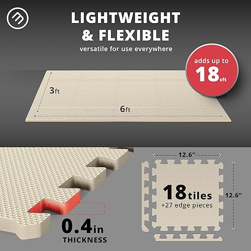 Miniatura 2 de Juego de suelo de gimnasio, tapete de espuma suave EVA entrelazado, 18 piezas de azulejos de goma de rompecabezas, protección de la superficie del