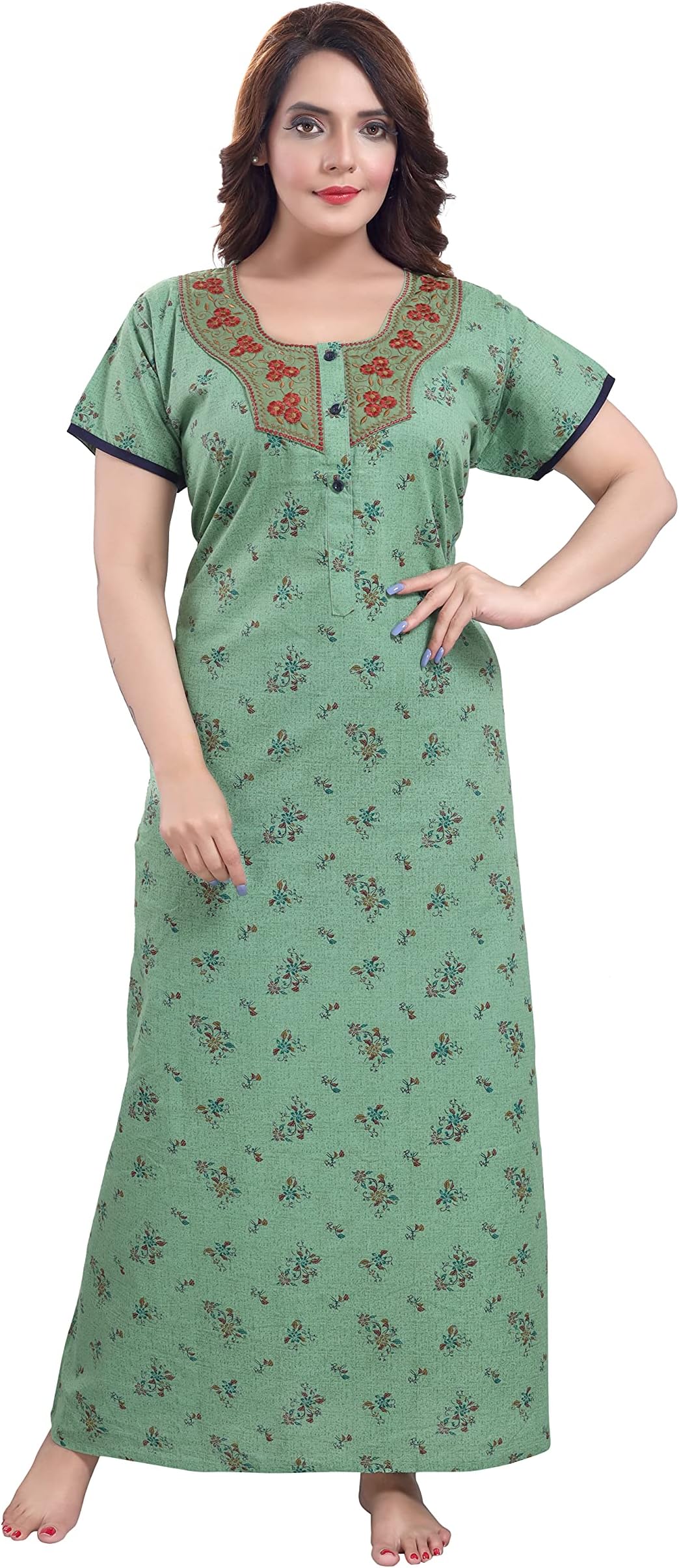 TRUNDZNew Maternity Printed Free Size Long Nighty/Night Gown