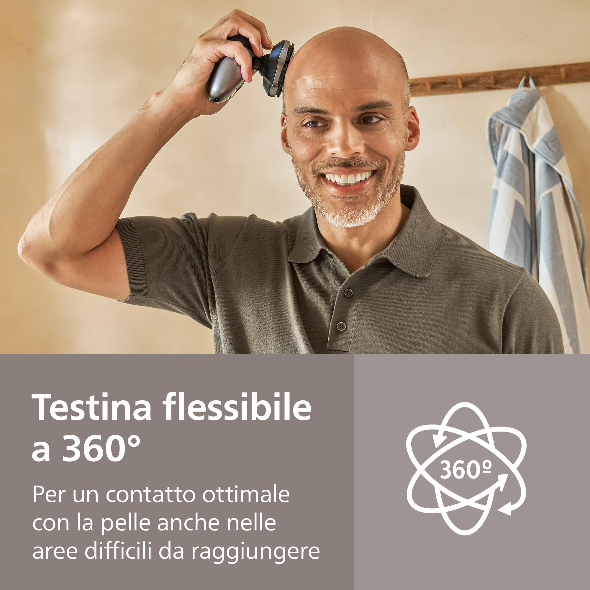 Philips Head Shaver Pro Serie 7000- Rasoio per uomo e donna, testina flessibile a 360° e lame ComfortCut per una rasatura pulita e delicata sulla pelle, modello HS7980/15
