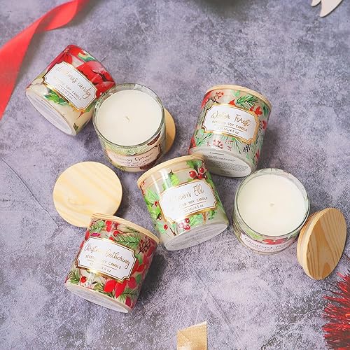 Miniatura 7 de Velas perfumadas para el hogar, paquete de 6 velas de cera de soja de 4.5 onzas de largo tiempo de combustión, elegante diseño floral clásico, velas