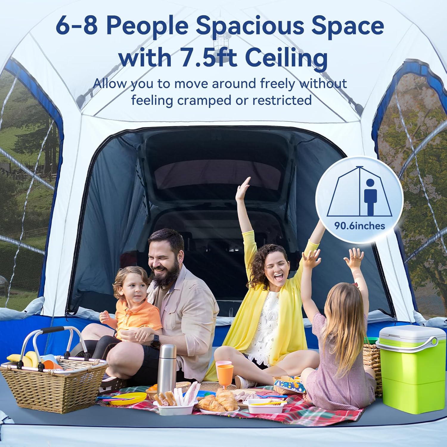 SUV Tent for Camping, SUV Camping Tent with Awnings, Waterproof Blow Up Tent, Easy Setup Car Truck Camping Tent