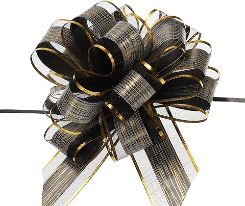 MECCANIXITY 10 lazos grandes de organza de 7 pulgadas para envolver regalos, cintas de organza color negro para cestas de boda, regalos de fiesta de
