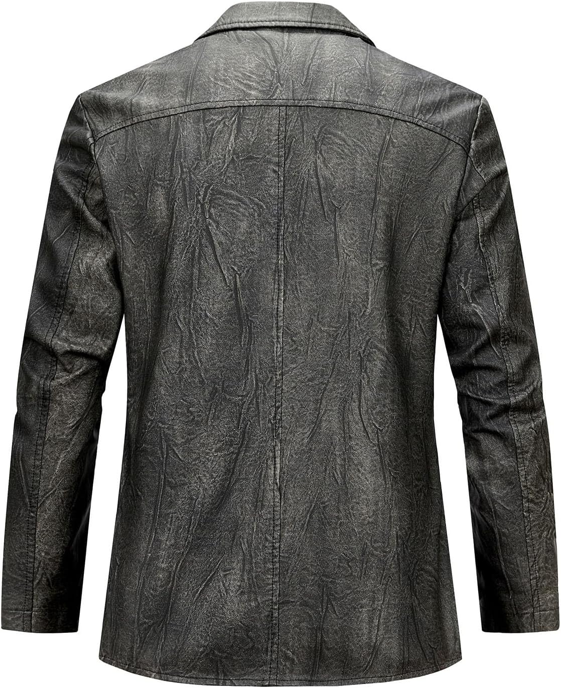 Leather Car Coat for Men Vintage Faux PU Bomber Jacket Button Down Sports Coat Heavyweight Retro Motor Biker Jacket