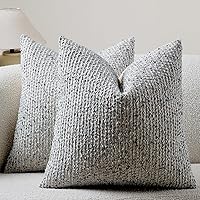 Vista 21 de Juego de 2 fundas de almohada a rayas de 12 x 20 pulgadas, color azul texturizado, boucle chic Morden bohemio acento rústico rectangular lumbar