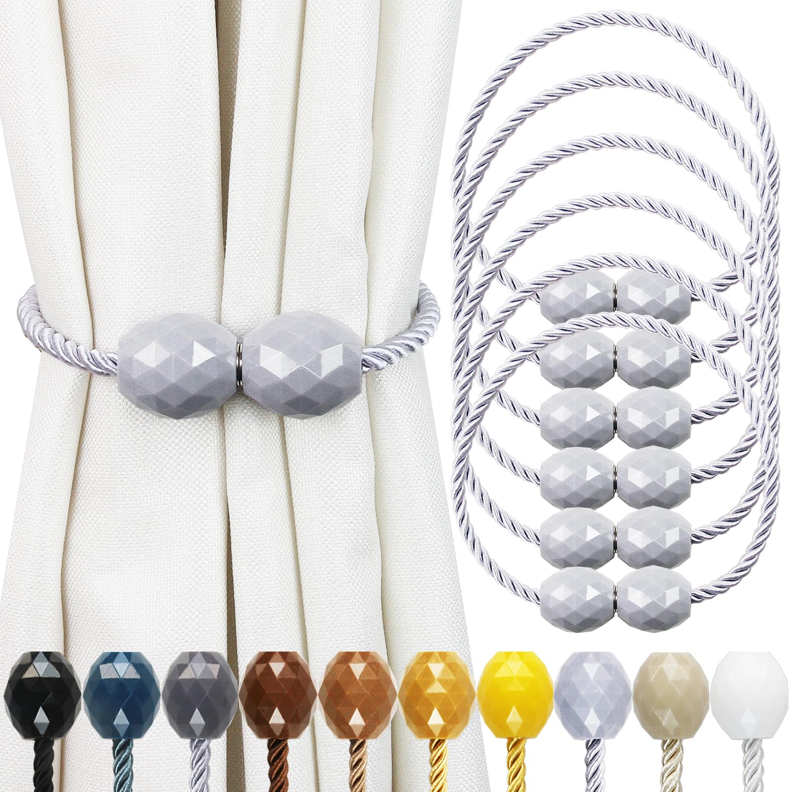 Alzapaños magnéticos fuertes para cortinas gruesas, accesorios decorativos gris claro