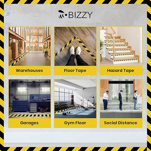 Miniatura 3 de Cinta de suelo negra y amarilla de 2 pulgadas x 108 pies  Cinta de piso de almacén  Cinta de piso amarilla y negra para el aula  Cinta de marcado de