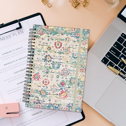 Miniatura 5 de Cabreche Cuaderno de espiral de tapa dura de 5.5 x 8.3 pulgadas, papel grueso de 80 GSM, 60 hojas, 120 páginas con banda de cierre elástica para