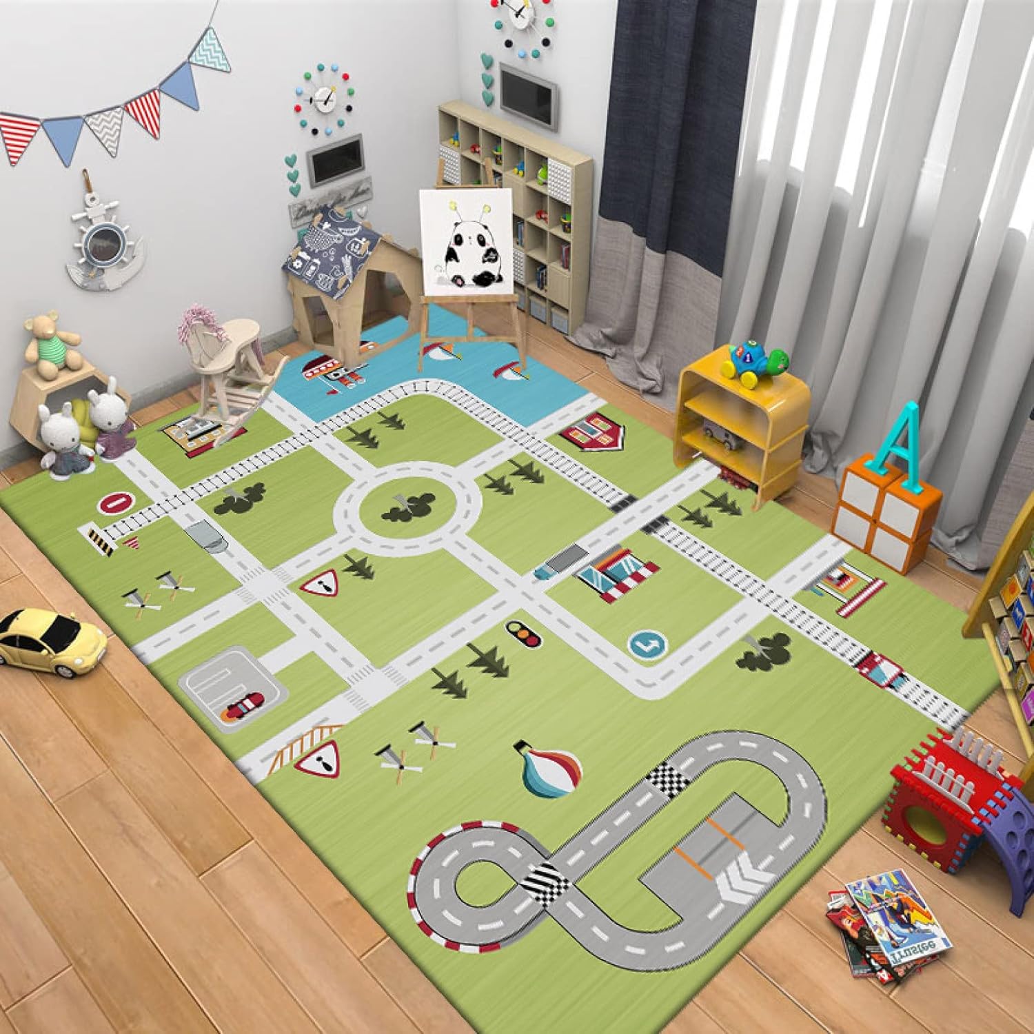 キッズ プレイマット キッズマット 園児 プラット マット ロードマップ ルームマット ラグ お遊び キッズラグ 子供部屋