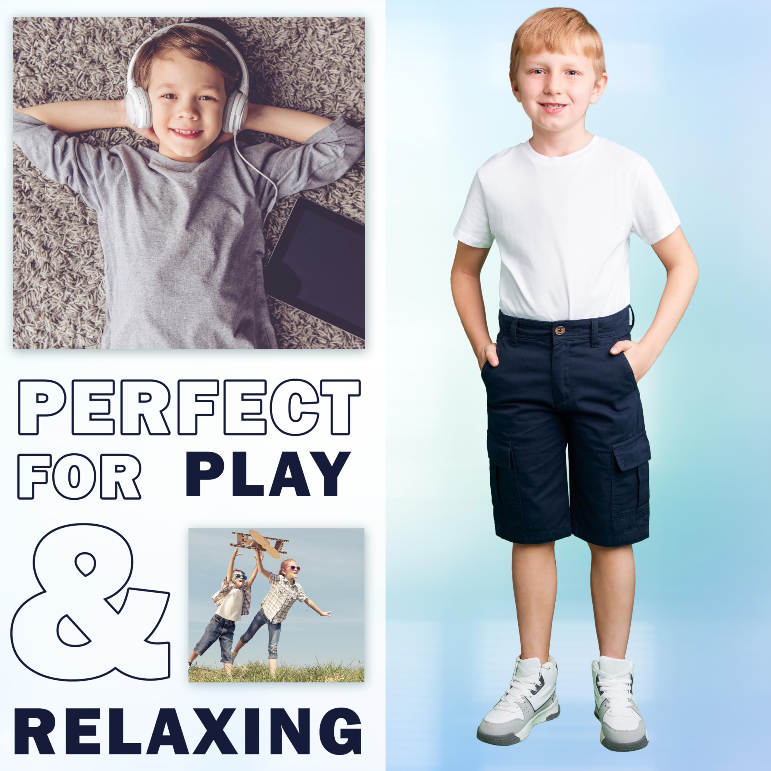 CityComfort Pantalón Corto de Carga con Bolsillos, para Niño