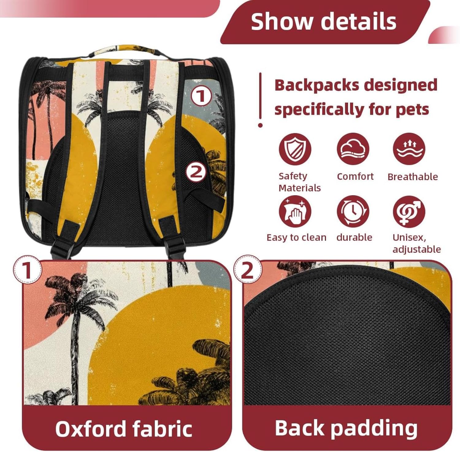 Abstract Palm Trees (1) Pet Carrier Soft Sided Carrier for Small Medium Cats Dogs
