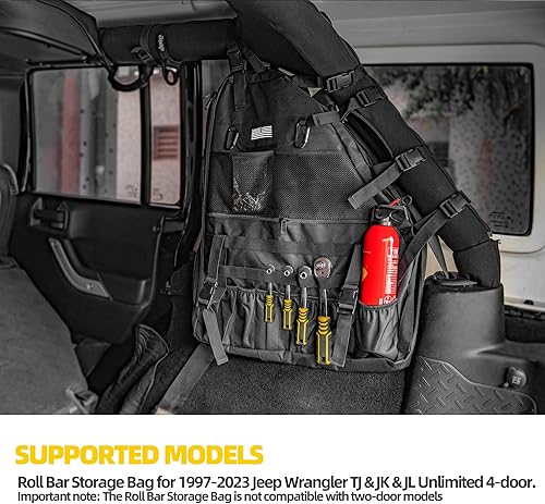 Miniatura 8 de NKCELL POWER Bolsa de almacenamiento de barra enrollable con organizador de múltiples bolsillos, bolsa de almacenamiento compatible con Jeep