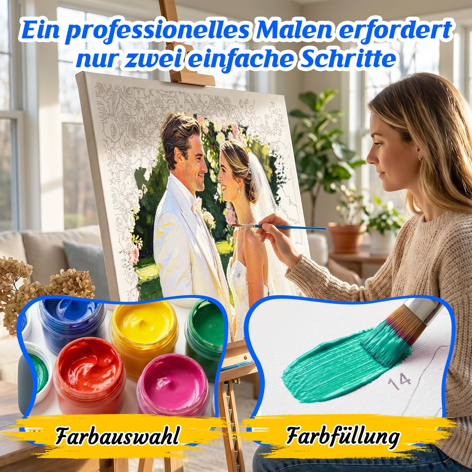 Rainsar Malen nach Zahlen Personalisierte Foto Eigenes Bild, 60x80cm | DIY Ölmalerei set für Erwachsene, 24/36/48 Farben, mit Rahmen Optional, Paint by Numbers, Geschenk für Zuhause