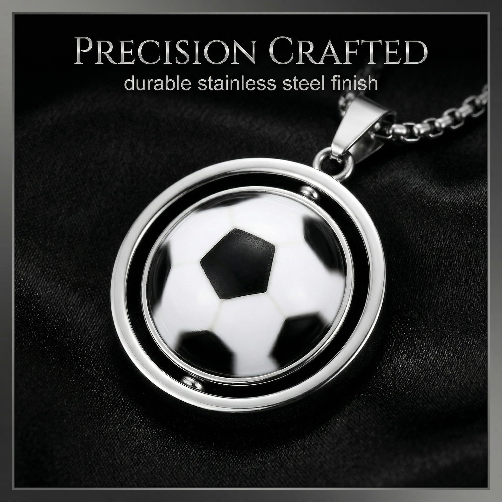 Collier Football pour Homme Garçon - Pendentif Ballon de Foot en Acier Inoxydable - Cadeau Supporter de Foot