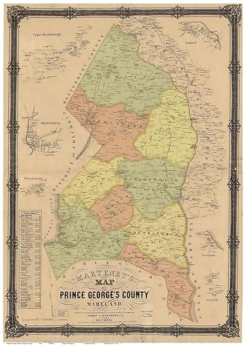 Map Of Pg County Md Amazon.com: Prince George's County, Maryland 1861 By Simon J. Martenet -  Wall Map With Homeowner Names - Old Map Reprint : Handmade Products