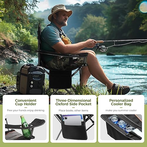 Miniatura 5 de ALPHA CAMP silla plegable de gran tamaño para campamento alta resistencia soporta 450libras marco de acero de gran tamaño plegable y acolchada con