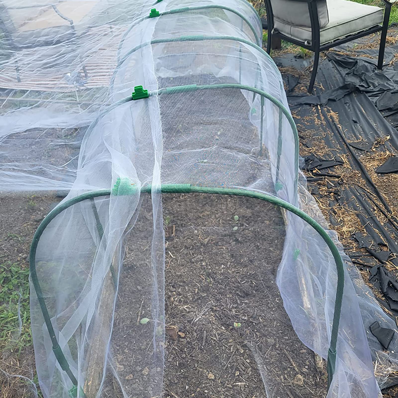 Tunnel da giardino per aiuole rialzate, 6 set da 65 x 80 cm, cerchi in acciaio antiruggine, supporto per piante da giardino per tessuto da giardino, copertura per file, rete da giardino