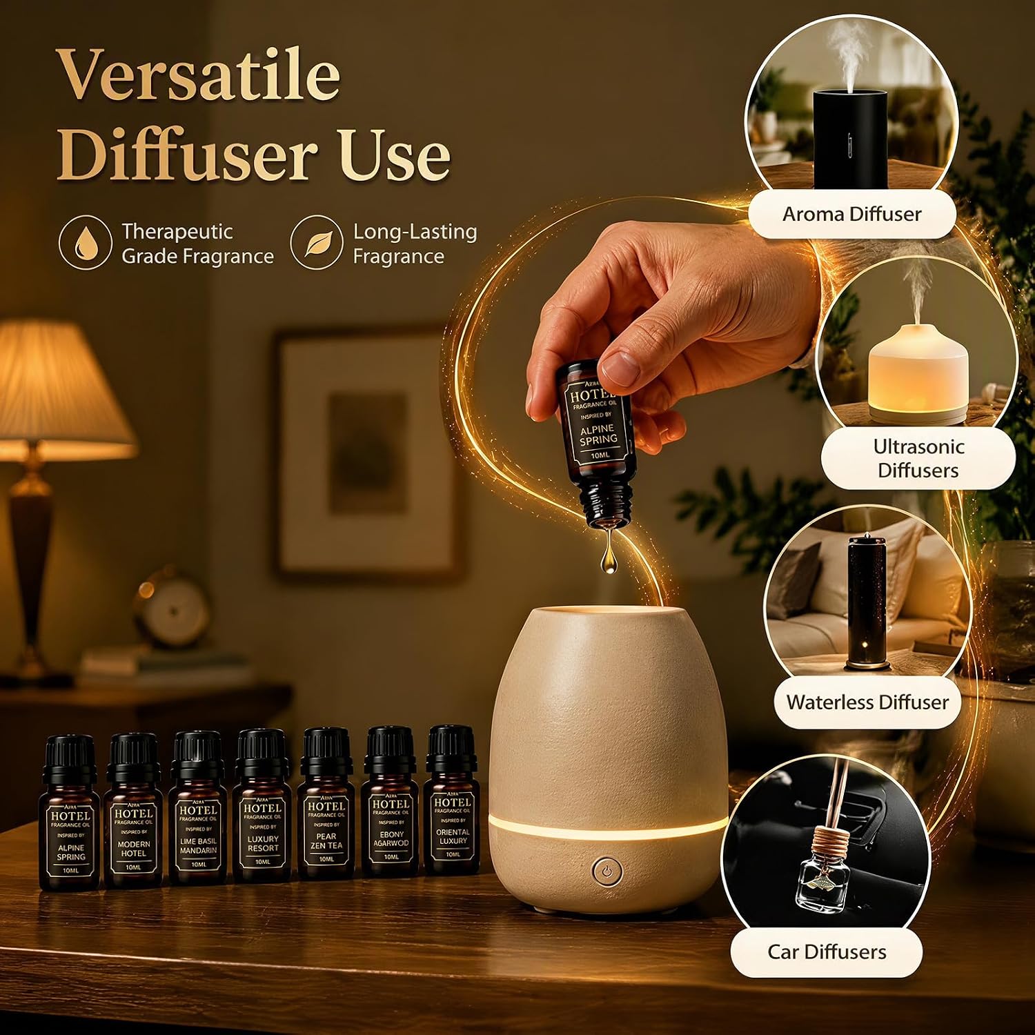 Hotel Diffuser Oil Collection Fragrance Oil Gift Set, 8 Pack
