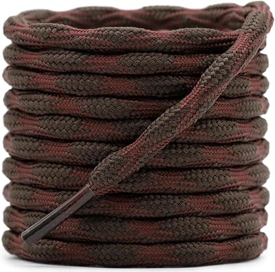 Round Hiking Boot Laces 2 Pairs Outdoor Heavy Duty Work Shoe Laces | Wave Shape Shoelaces, Non Slip Shoestrings, for Climbing Shoes Boots