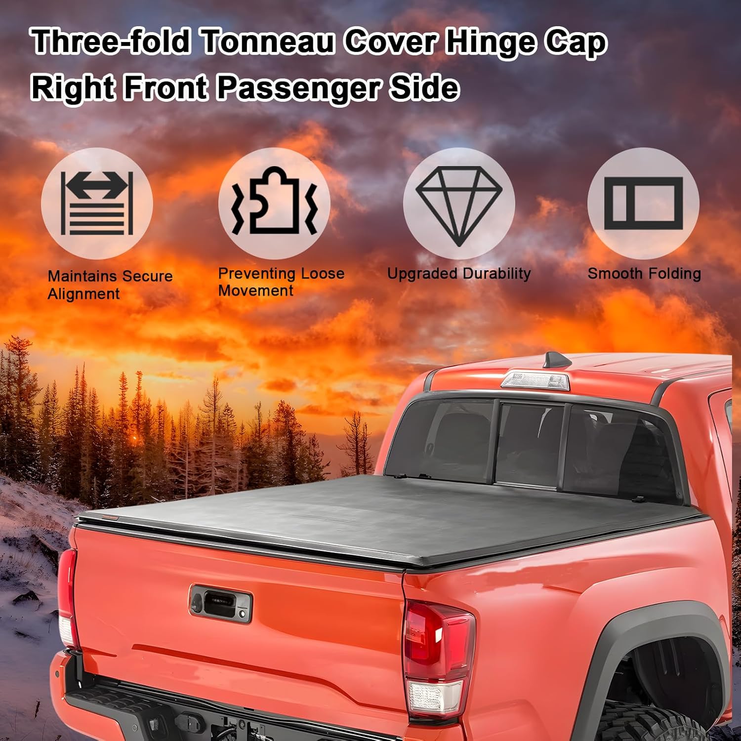 64915-04010 Tri fold Tonneau Cover Parts Hinge End Cap Right Front Passenger Side Compatible with 2023-2015 Toyota Tacoma Replace# 64915B