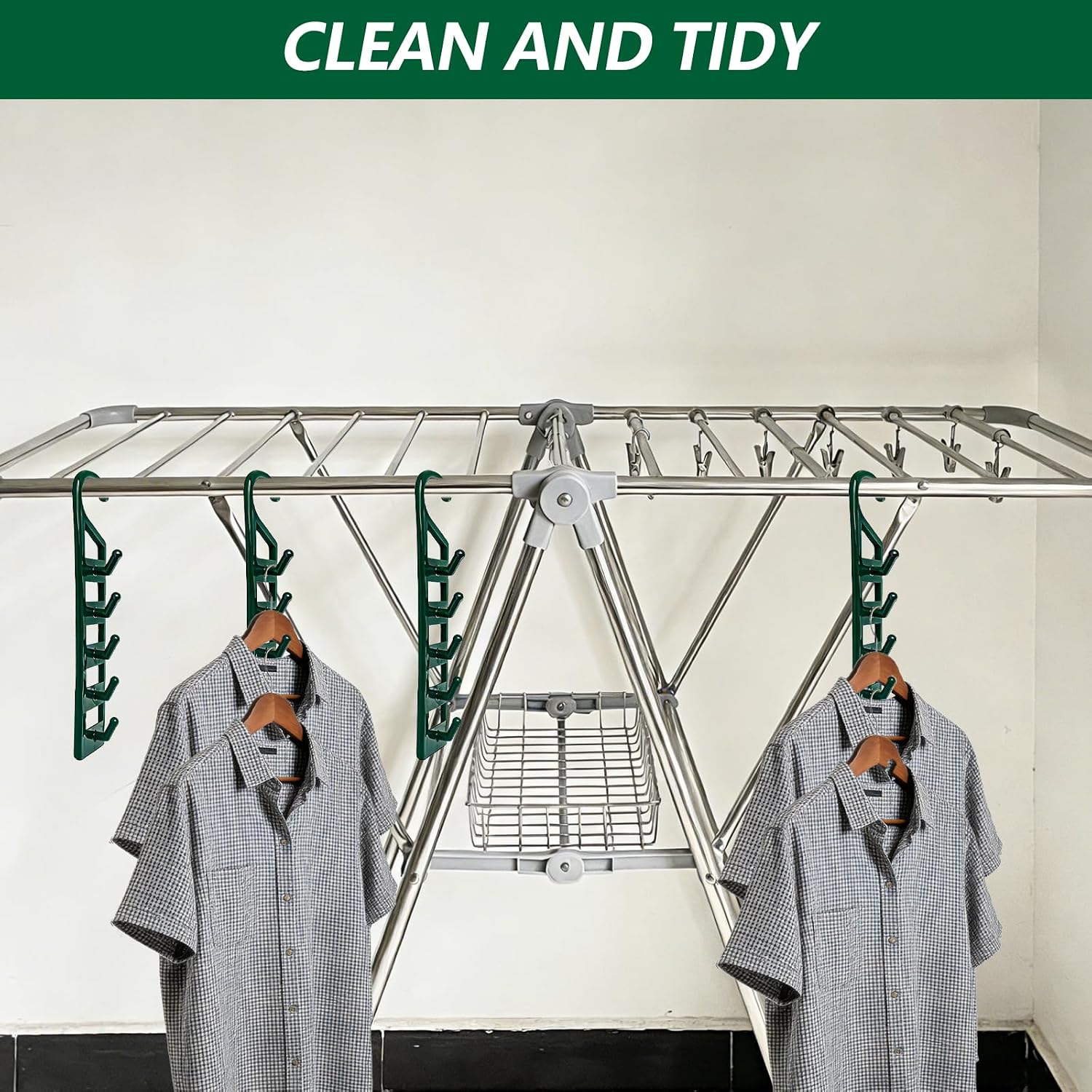15 Pack Space Saving Hanger Holders, Sturdy Plastic Clothes Hangers, Multiple Shirt Hanger, Vertical Closet Hangers with 5 Holes for College Dorm Room, Closet Organizers and Storage