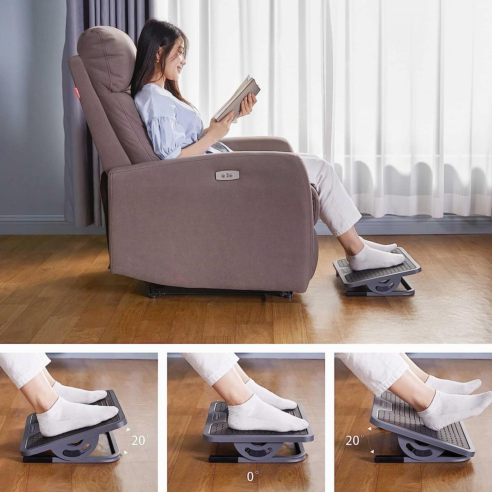 EUREKA ERGONOMIC Reposapiés Ajustable Ergonómico Bajo Escritorio Con Masaje para La Oficina en Casa